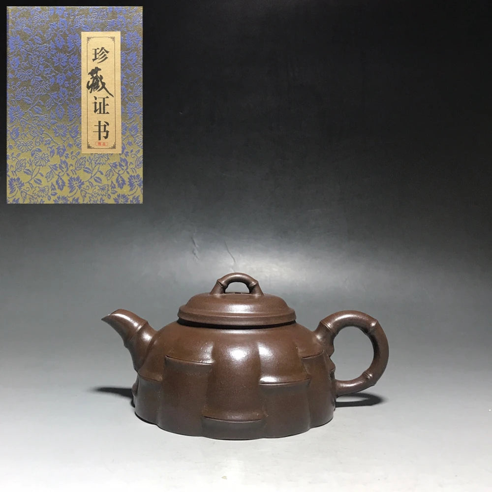 Chinese Yixing Zisha Clay Teapot  Half Moon Bamboo Joint Pot Gu Jingzhou 220ml
