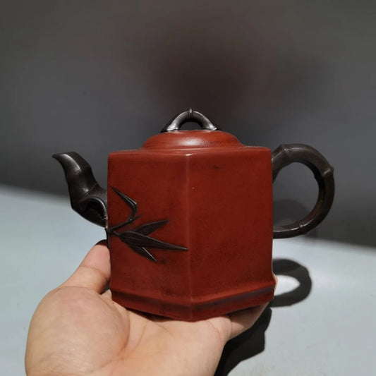Chinese Yixing Zisha Clay Teapot  Hexagonal Bamboo Section Pot Li Baozhen 380ml