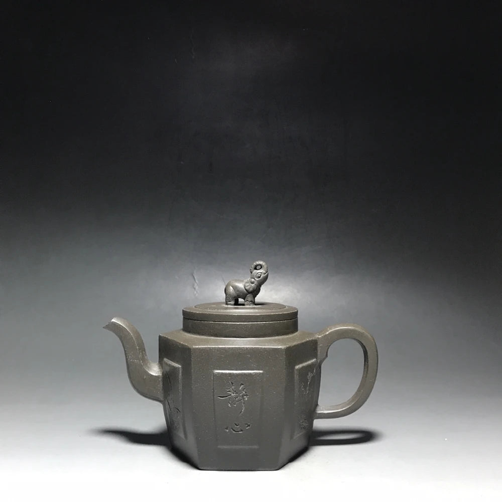 Chinese Yixing Zisha Clay Teapot  Hexagonal Plum Orchid Bamboo ju Pot 300ml