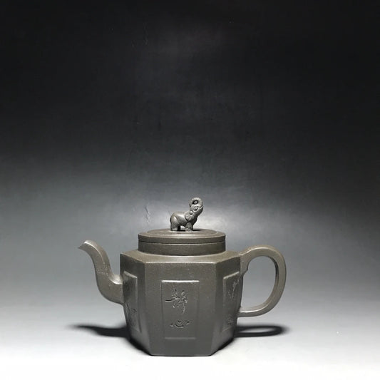 Chinese Yixing Zisha Clay Teapot  Hexagonal Plum Orchid Bamboo ju Pot 300ml
