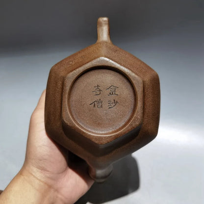 Chinese Yixing Zisha Clay Teapot  Hexagonal Pot Jinsha Temple Monk 360ml