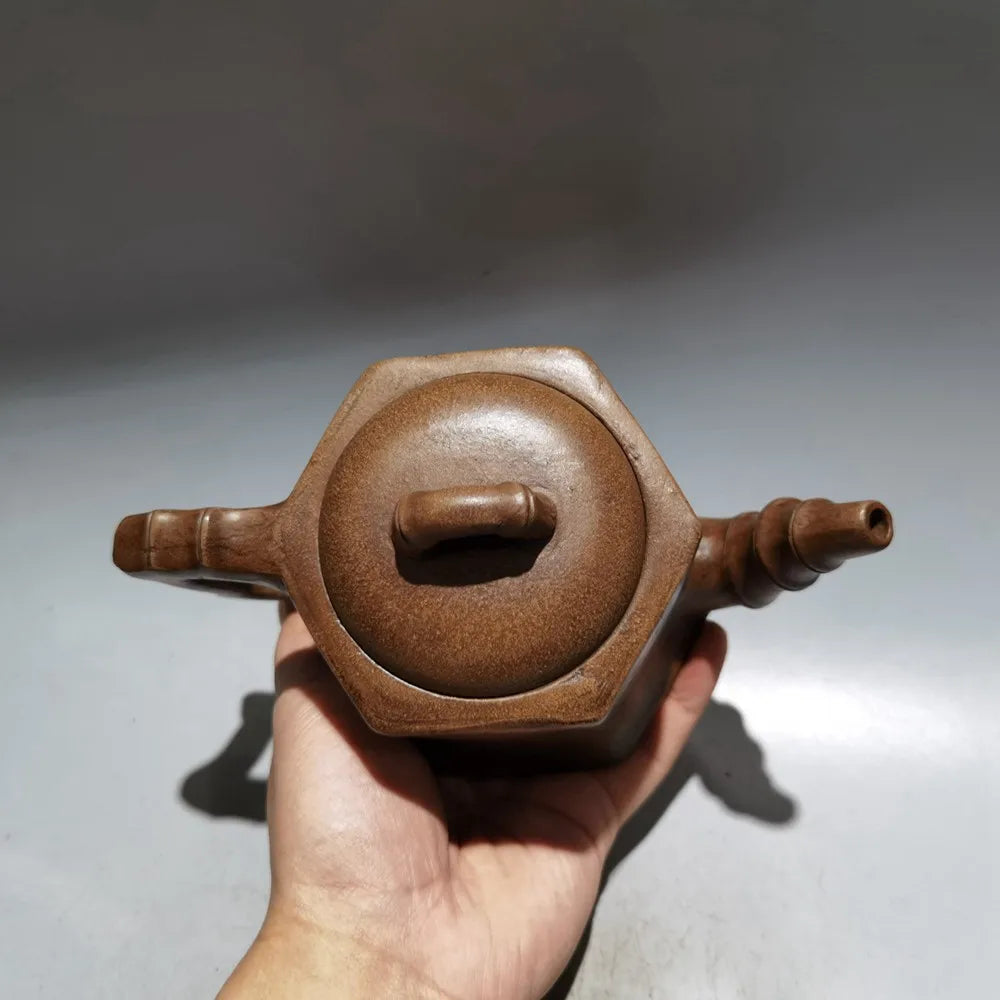 Chinese Yixing Zisha Clay Teapot  Hexagonal Pot Jinsha Temple Monk 360ml