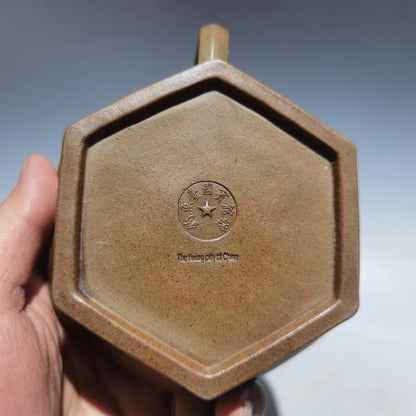 Chinese Yixing Zisha Clay Teapot  Hexagonal Pot State Guesthouse Gift 360ml