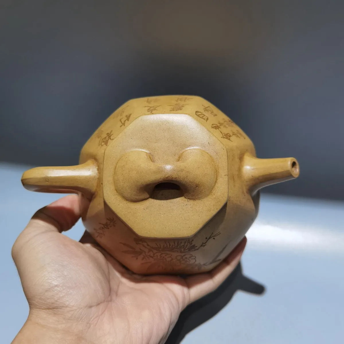 Chinese Yixing Zisha Clay Teapot  Hexagonal Stone Ladle Pot Fan Dasheng 380ml