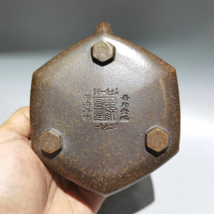 Chinese Yixing Zisha Clay Teapot  Hexagonal Stone Ladle Pot Gu Jingzhou 450ml