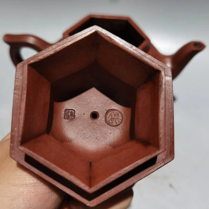 Chinese Yixing Zisha Clay Teapot  Hexagonal carving word Pot Shi Xiaoma 360ml