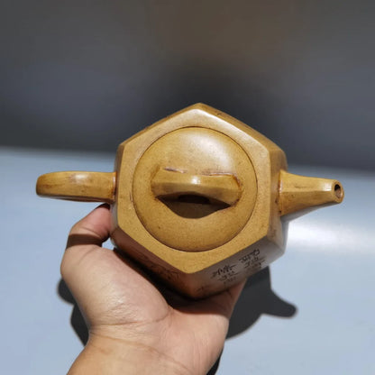 Chinese Yixing Zisha Clay Teapot  Hexagonal engraved Pot Gu Jingzhou 380ml