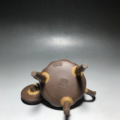 Chinese Yixing Zisha Clay Teapot  High foot Tripod Stone Ladle Pot  Pei Shimin 350ml
