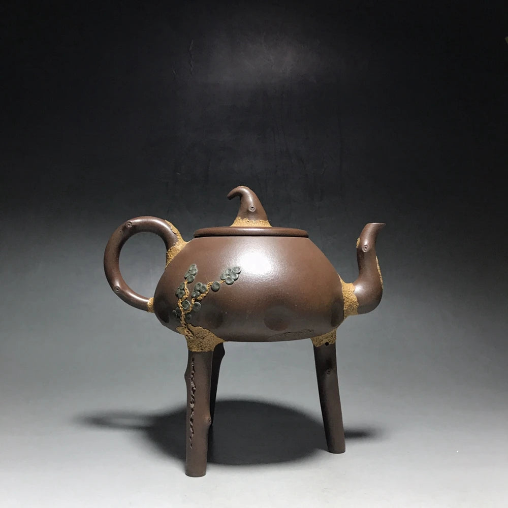 Chinese Yixing Zisha Clay Teapot  High foot Tripod Stone Ladle Pot  Pei Shimin 350ml