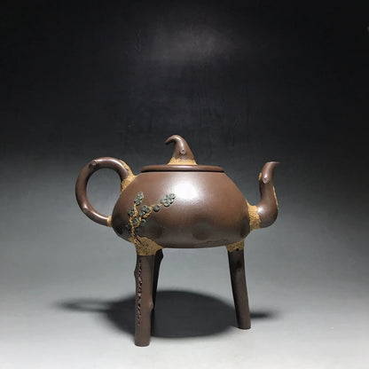 Chinese Yixing Zisha Clay Teapot  High foot Tripod Stone Ladle Pot  Pei Shimin 350ml