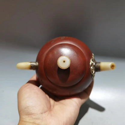 Chinese Yixing Zisha Clay Teapot  Inlaid Jade Pot Gu Jingzhou 280ml