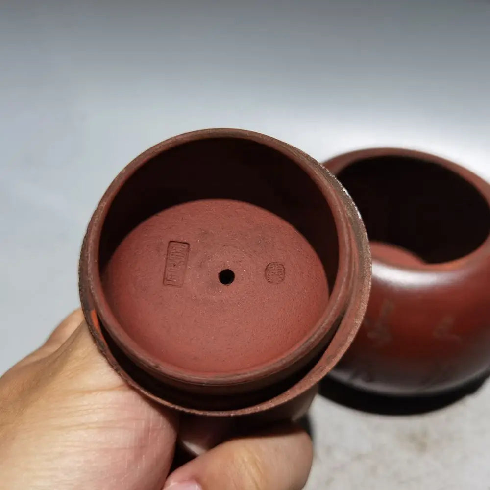 Chinese Yixing Zisha Clay Teapot  Inlaid Jade Pot Gu Jingzhou 280ml