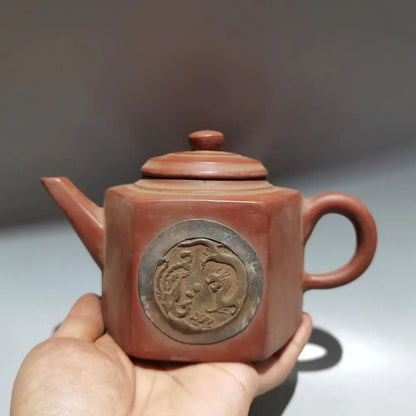 Chinese Yixing Zisha Clay Teapot  Inlaid Jade Pot Jinding trademark 400ml