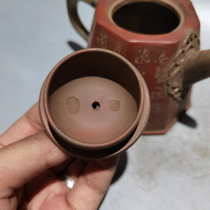 Chinese Yixing Zisha Clay Teapot  Inlaid Jade Pot Yang Pengnian 380ml