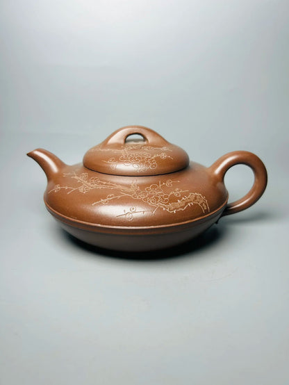 Chinese Yixing Zisha Clay Teapot  Line circle Pot  Manxi Ceramic Art 500ml