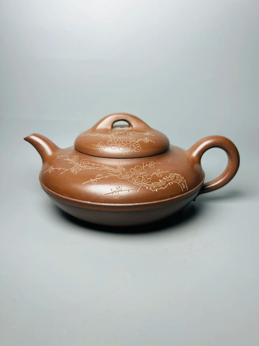 Chinese Yixing Zisha Clay Teapot  Line circle Pot  Manxi Ceramic Art 500ml