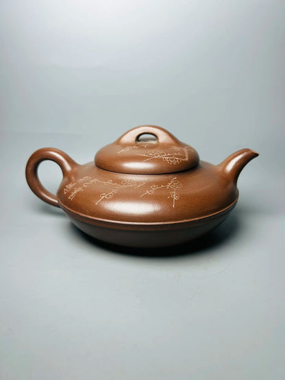 Chinese Yixing Zisha Clay Teapot  Line circle Pot  Manxi Ceramic Art 500ml