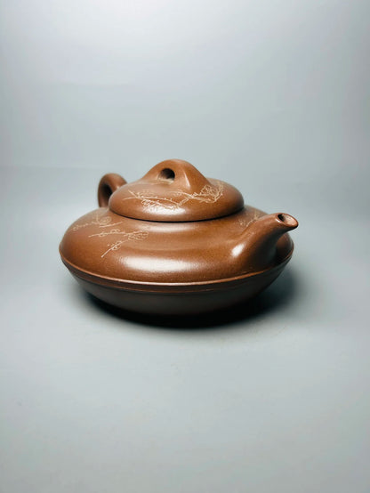 Chinese Yixing Zisha Clay Teapot  Line circle Pot  Manxi Ceramic Art 500ml