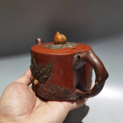 Chinese Yixing Zisha Clay Teapot  Longevity Peach Pot Jiang Rong 360ml