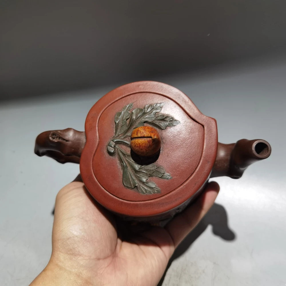 Chinese Yixing Zisha Clay Teapot  Longevity Peach Pot Jiang Rong 360ml