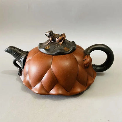 Chinese Yixing Zisha Clay Teapot   Lotus Leaf Frog Pot Jiang Rong 400ml