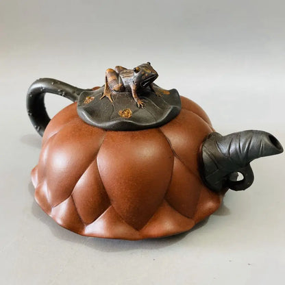 Chinese Yixing Zisha Clay Teapot   Lotus Leaf Frog Pot Jiang Rong 400ml