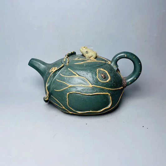 Chinese Yixing Zisha Clay Teapot  Lotus Leaf Frog Pot Yan Ting 350ml