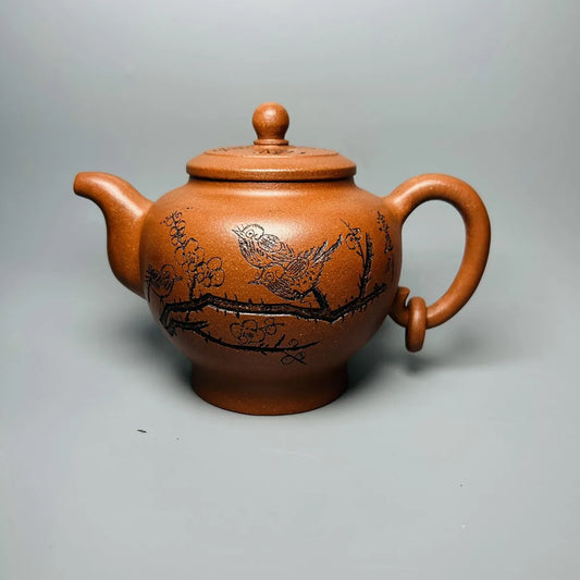 Chinese Yixing Zisha Clay Teapot  Magpie Ascending Plum Pot Gu Jingzhou 400ml
