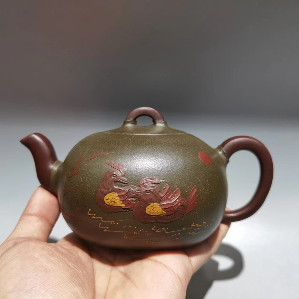 Chinese Yixing Zisha Clay Teapot  Mandarin Duck Playing Pot  Wang Yinxian 280ml