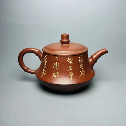 Chinese Yixing Zisha Clay Teapot  Mud painted bamboo joint Pot  Jinding Trademark 400ml
