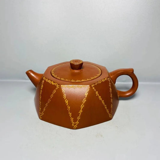 Chinese Yixing Zisha Clay Teapot  Octagonal Flat Stone Ladle Pot Gu Jingzhou 350ml