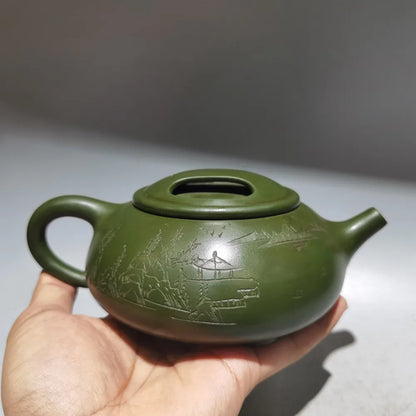 Chinese Yixing Zisha Clay Teapot  Ox Cow lid stone ladle Pot Gu Jingzhou 380ml