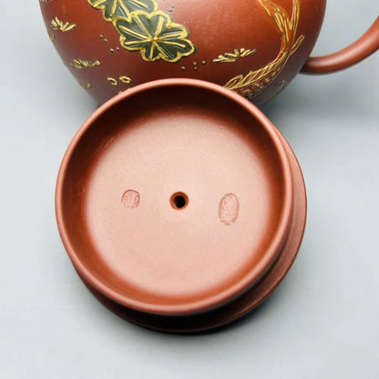 Chinese Yixing Zisha Clay Teapot  Painted Gilded Pot  Chen Juhua 280ml