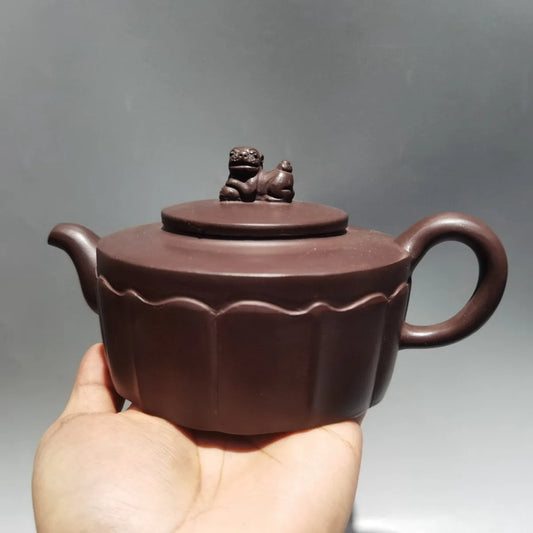 Chinese Yixing Zisha Clay Teapot  Petal Pot Jinding trademark 450ml