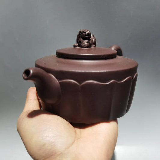 Chinese Yixing Zisha Clay Teapot  Petal Pot Jinding trademark 450ml