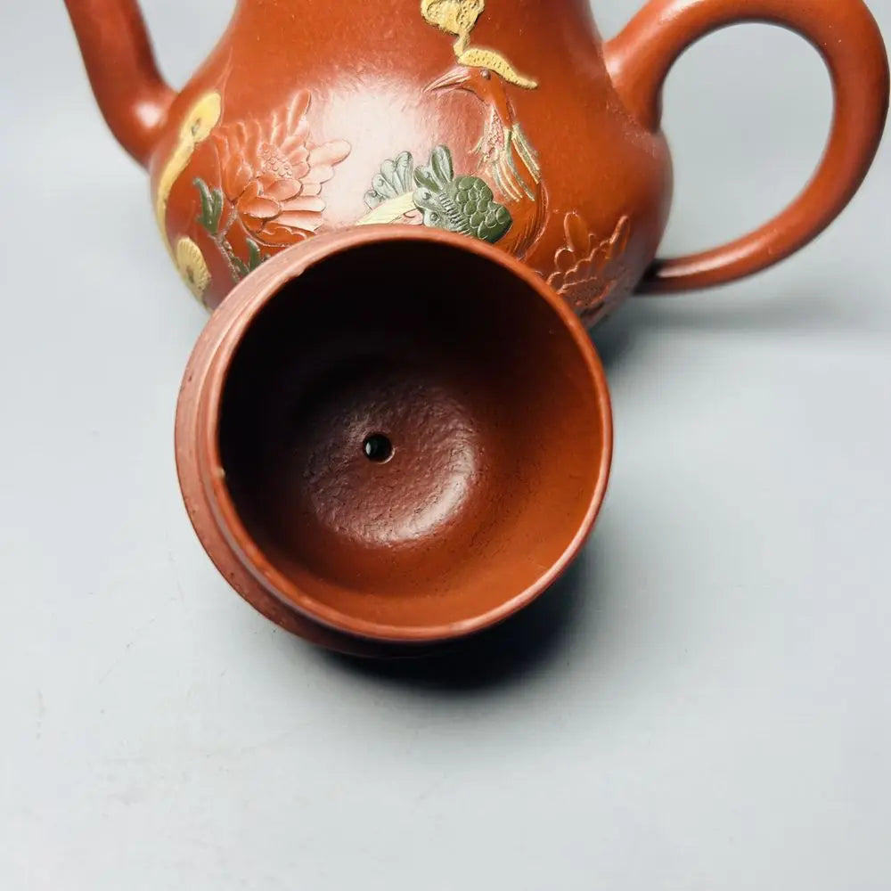 Chinese Yixing Zisha Clay Teapot  Phoenix Opera Peony Siting Pot  Meng Chen 300ml