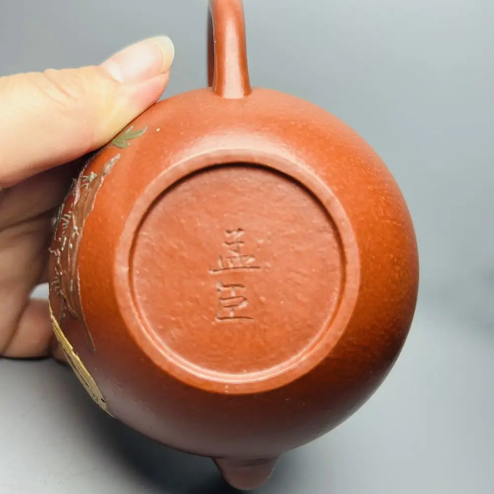 Chinese Yixing Zisha Clay Teapot  Phoenix Opera Peony Siting Pot  Meng Chen 300ml