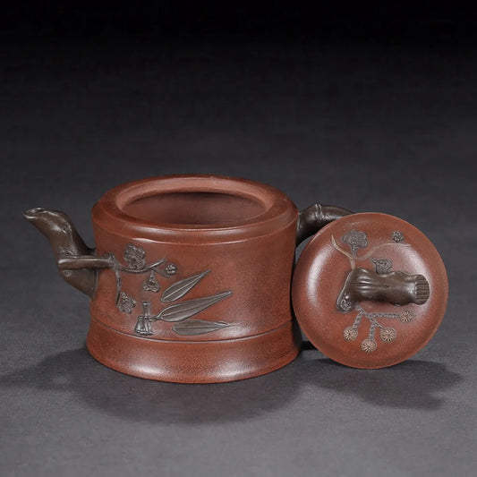 Chinese Yixing Zisha Clay Teapot  Pine Bamboo Plum Pot  Wang Yinxian 420ml