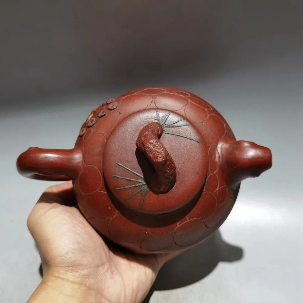 Chinese Yixing Zisha Clay Teapot  Pine Needle Pot Jinsha Temple Monk 450ml
