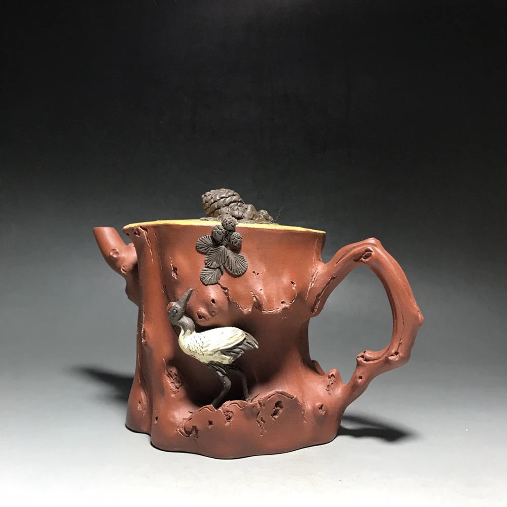 Chinese Yixing Zisha Clay Teapot  Pine crane tree stumps Pot  Wang Yinxian 550ml