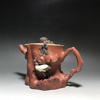 Chinese Yixing Zisha Clay Teapot  Pine crane tree stumps Pot  Wang Yinxian 550ml
