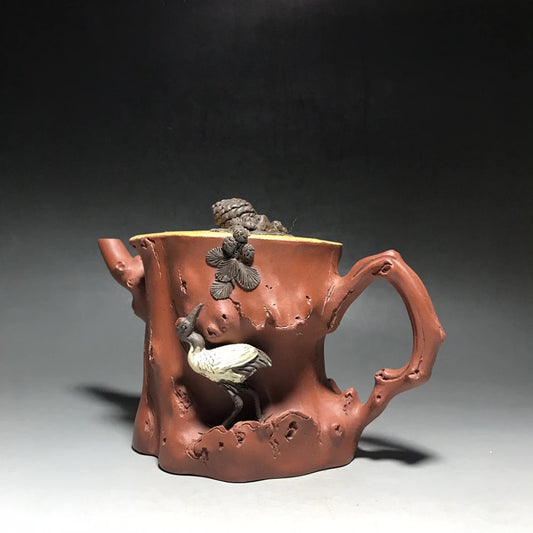 Chinese Yixing Zisha Clay Teapot  Pine crane tree stumps Pot  Wang Yinxian 550ml