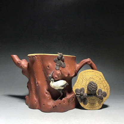 Chinese Yixing Zisha Clay Teapot  Pine crane tree stumps Pot  Wang Yinxian 550ml
