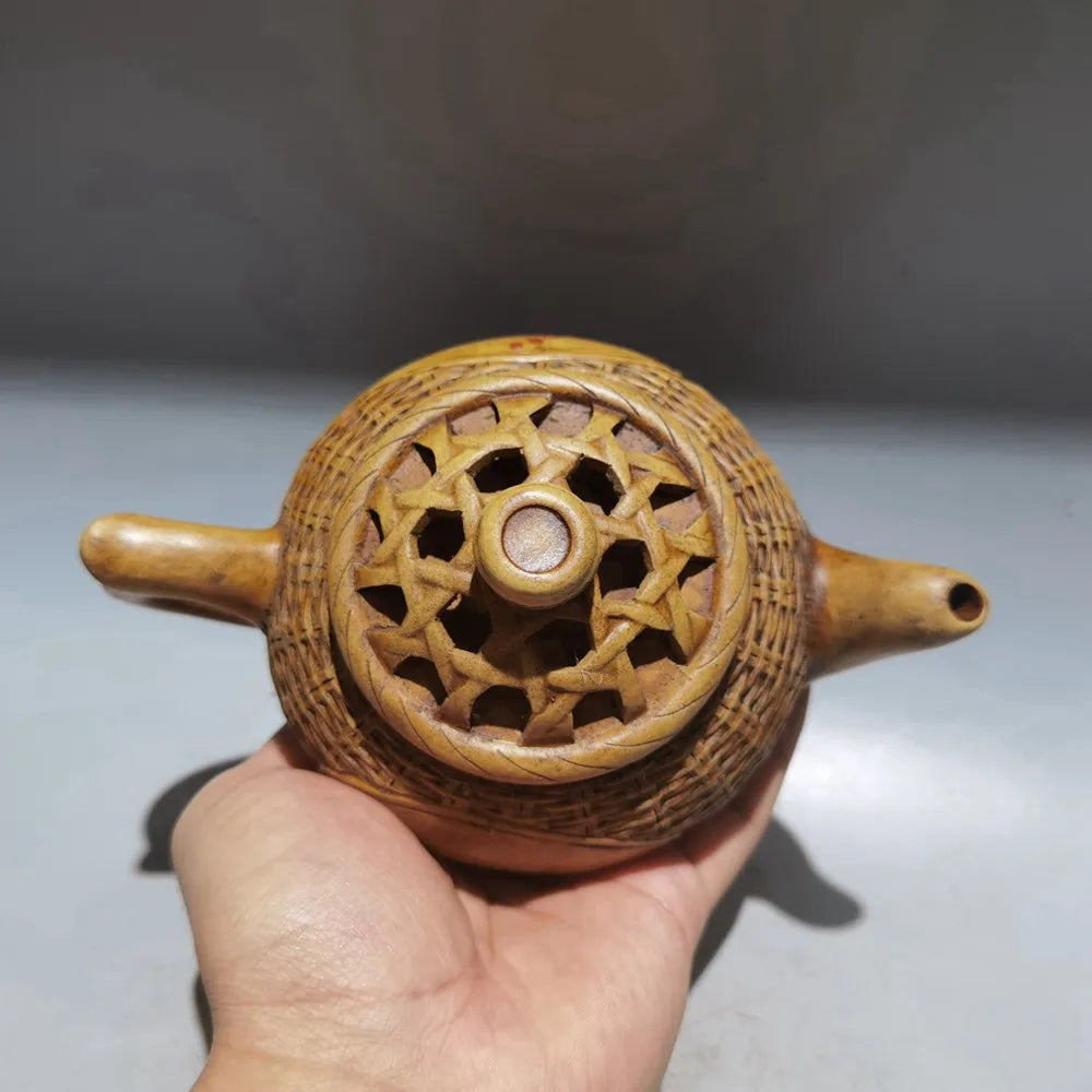 Chinese Yixing Zisha Clay Teapot  Plum Blossom Bamboo Woven Pot Jiang Rong 380ml