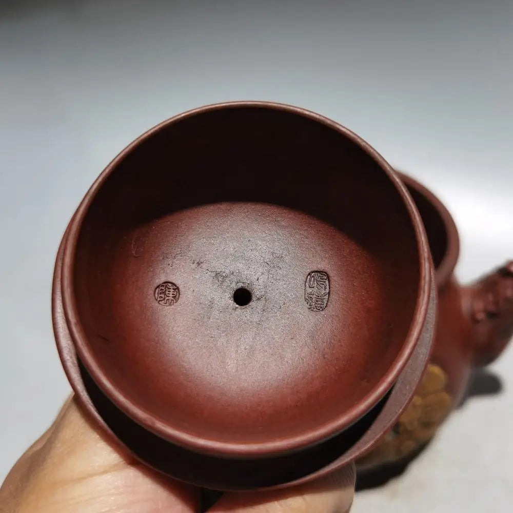 Chinese Yixing Zisha Clay Teapot  Printing Plate Pot Chen Mingyuan 400ml