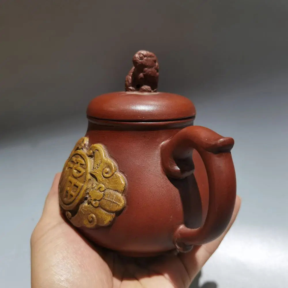 Chinese Yixing Zisha Clay Teapot  Printing Plate Pot Chen Mingyuan 400ml