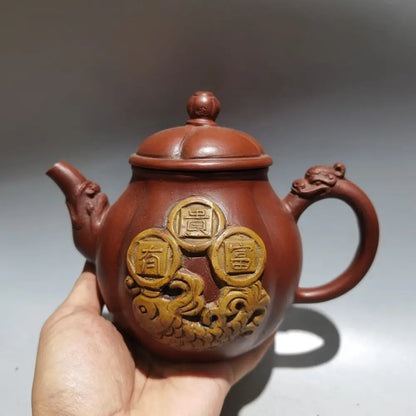Chinese Yixing Zisha Clay Teapot  Printing Plate Pot Chen Mingyuan 420ml