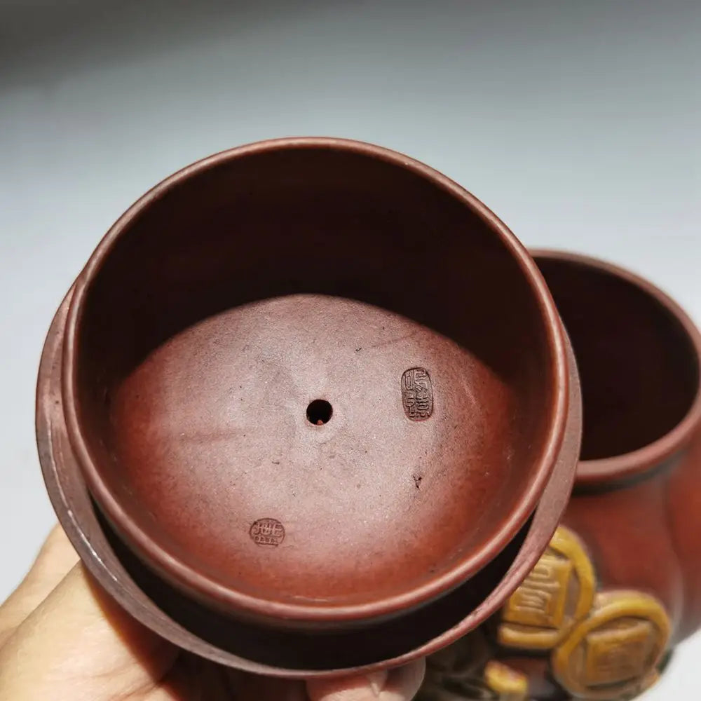 Chinese Yixing Zisha Clay Teapot  Printing Plate Pot Chen Mingyuan 420ml