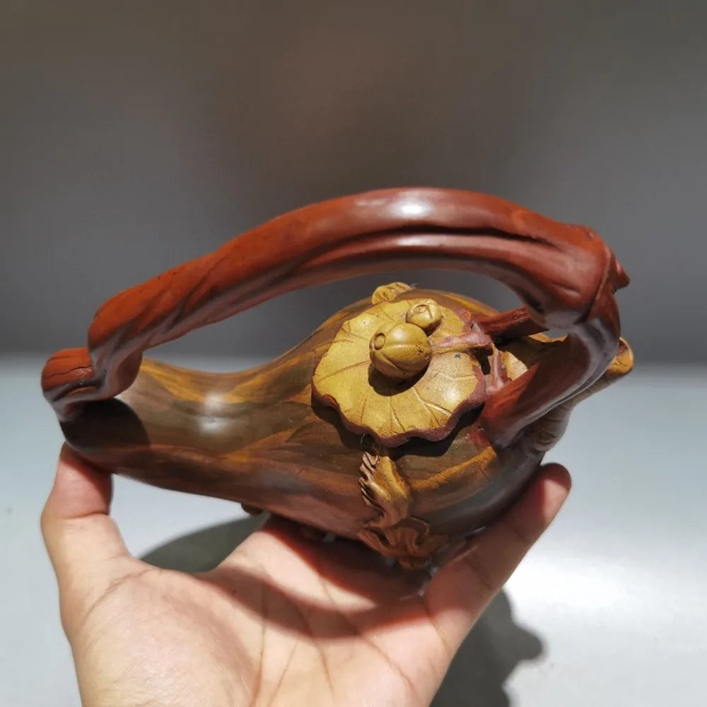 Chinese Yixing Zisha Clay Teapot  Pumpkin Lifting Beam Pot Wang Yinxian 360ml