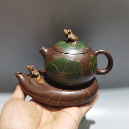 Chinese Yixing Zisha Clay Teapot Purple Mud Frog Tray Pot Jiang Rong 160ml